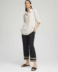 Chico's Linen Elastic Waist Cropped Pants BLACK