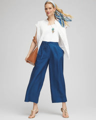 Chico's Lightweight Wide Leg Cropped Pants SEAPORT