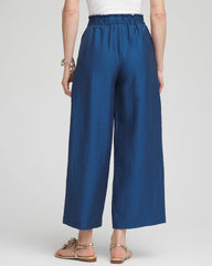 Chico's Lightweight Wide Leg Cropped Pants SEAPORT