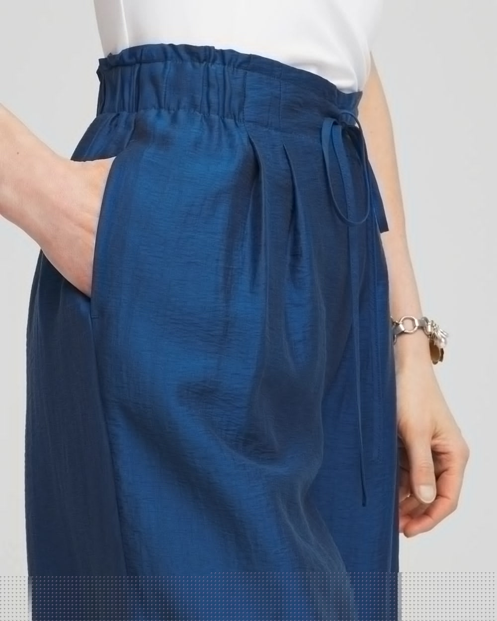 Chico's Lightweight Wide Leg Cropped Pants SEAPORT