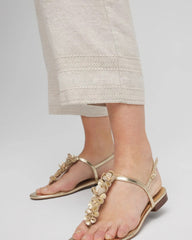 Chico's Linen Pull On Waist Cropped Pants OATMEAL