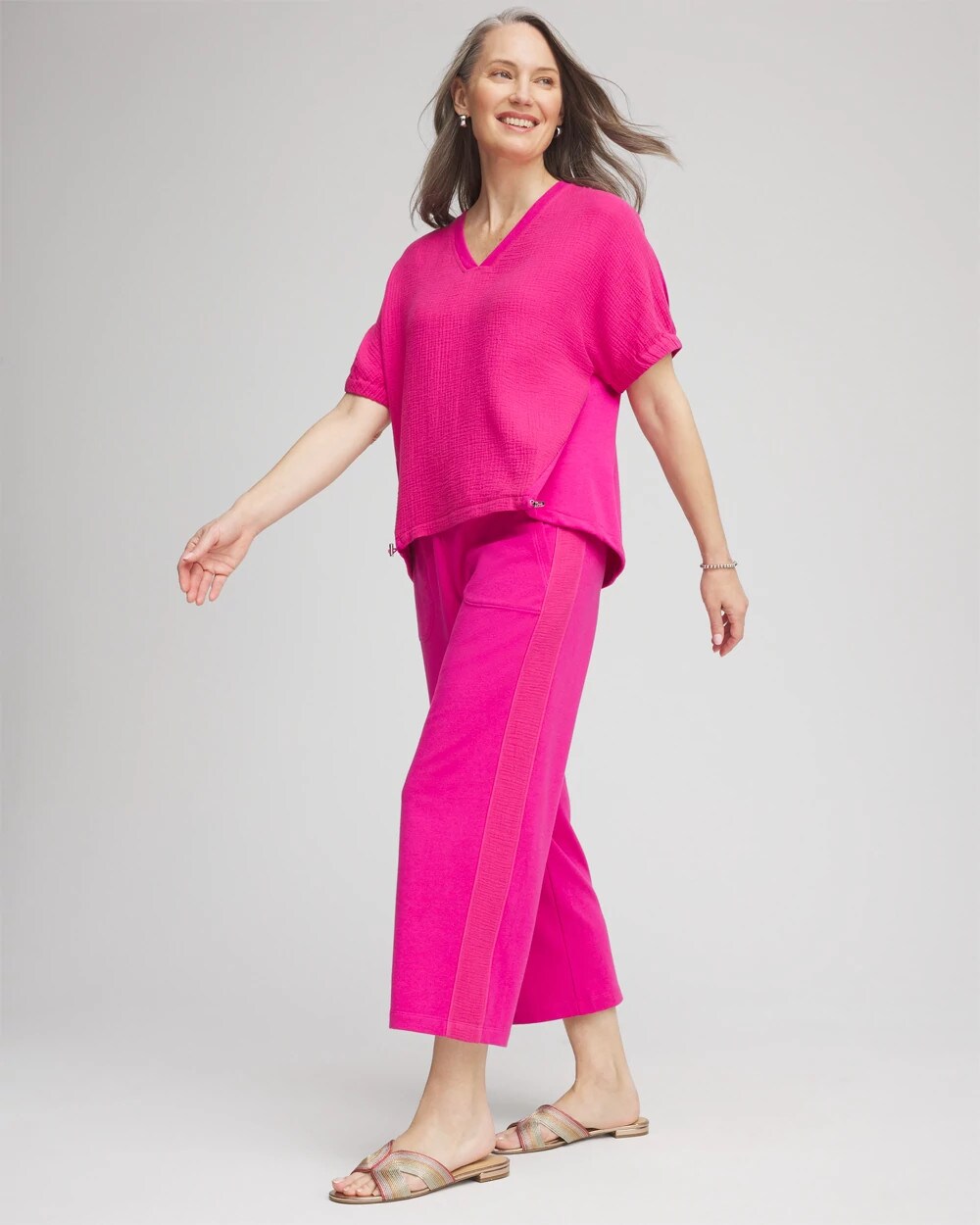 Chico's Zenergy® French Terry Gauze-Inset Cropped Pants CRUSHED BERRIES
