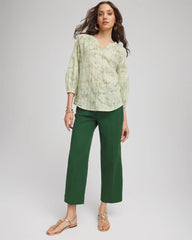 Chico's Cropped Straight-Leg Pants PALM LEAF