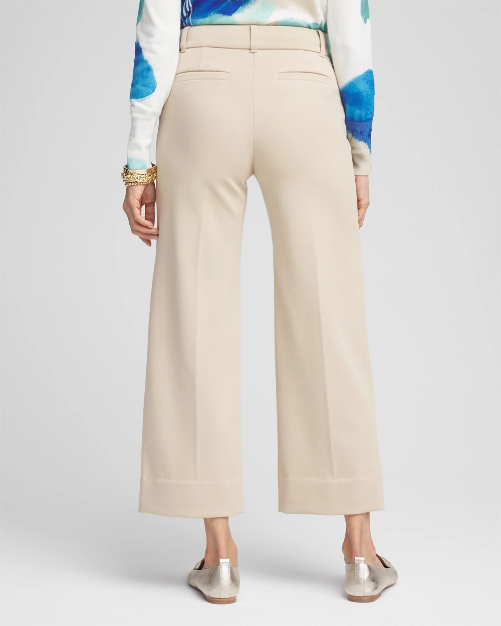 Chico's Button Knit Twill Cropped Pants WILD TRUFFLE