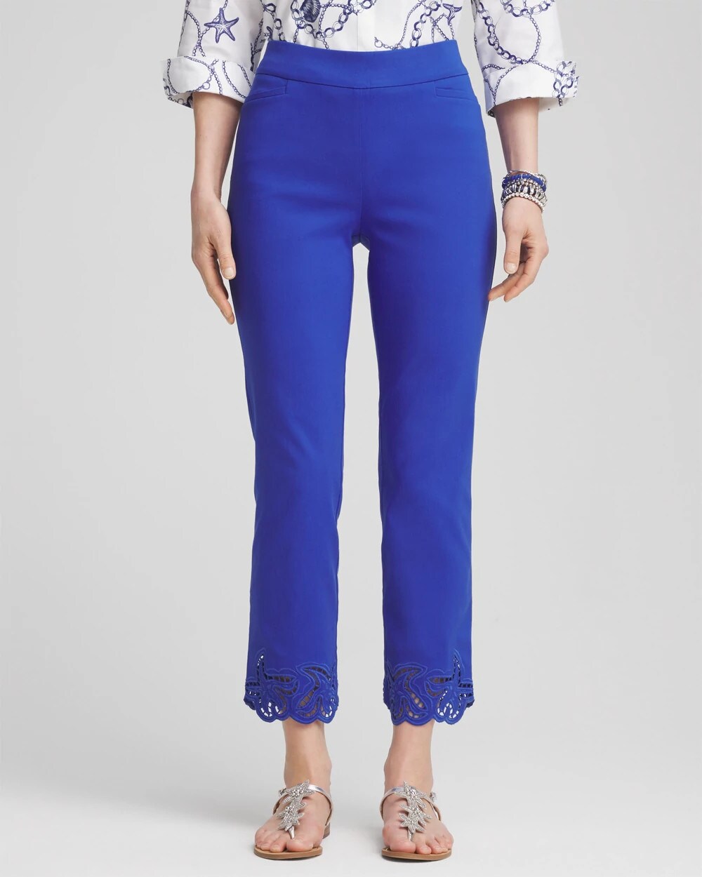 Chico's Brigitte™ Pull-On Cutwork Cropped Pants RICH COBALT
