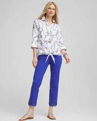 Chico's Brigitte™ Pull-On Cutwork Cropped Pants RICH COBALT