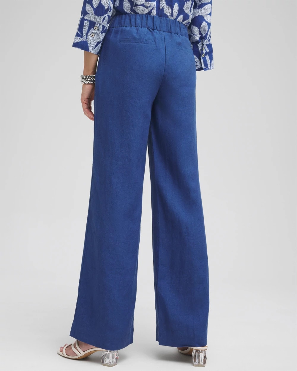 Chico's Linen Trouser Flare Pants NAVAL INDIGO