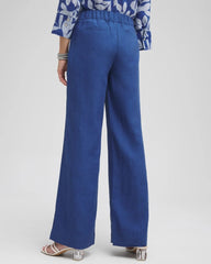 Chico's Linen Trouser Flare Pants NAVAL INDIGO