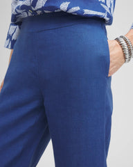 Chico's Linen Trouser Flare Pants NAVAL INDIGO