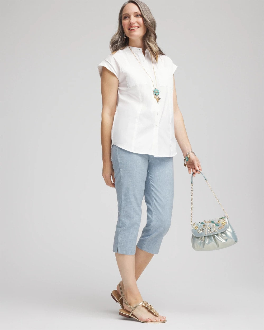 Chico's Brigitte™ Cross Dye Capri Pants BLUE PEARL