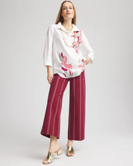 Chico's Brigitte™ Striped Slub Wide-Leg Cropped Pants BLACKCURRANT