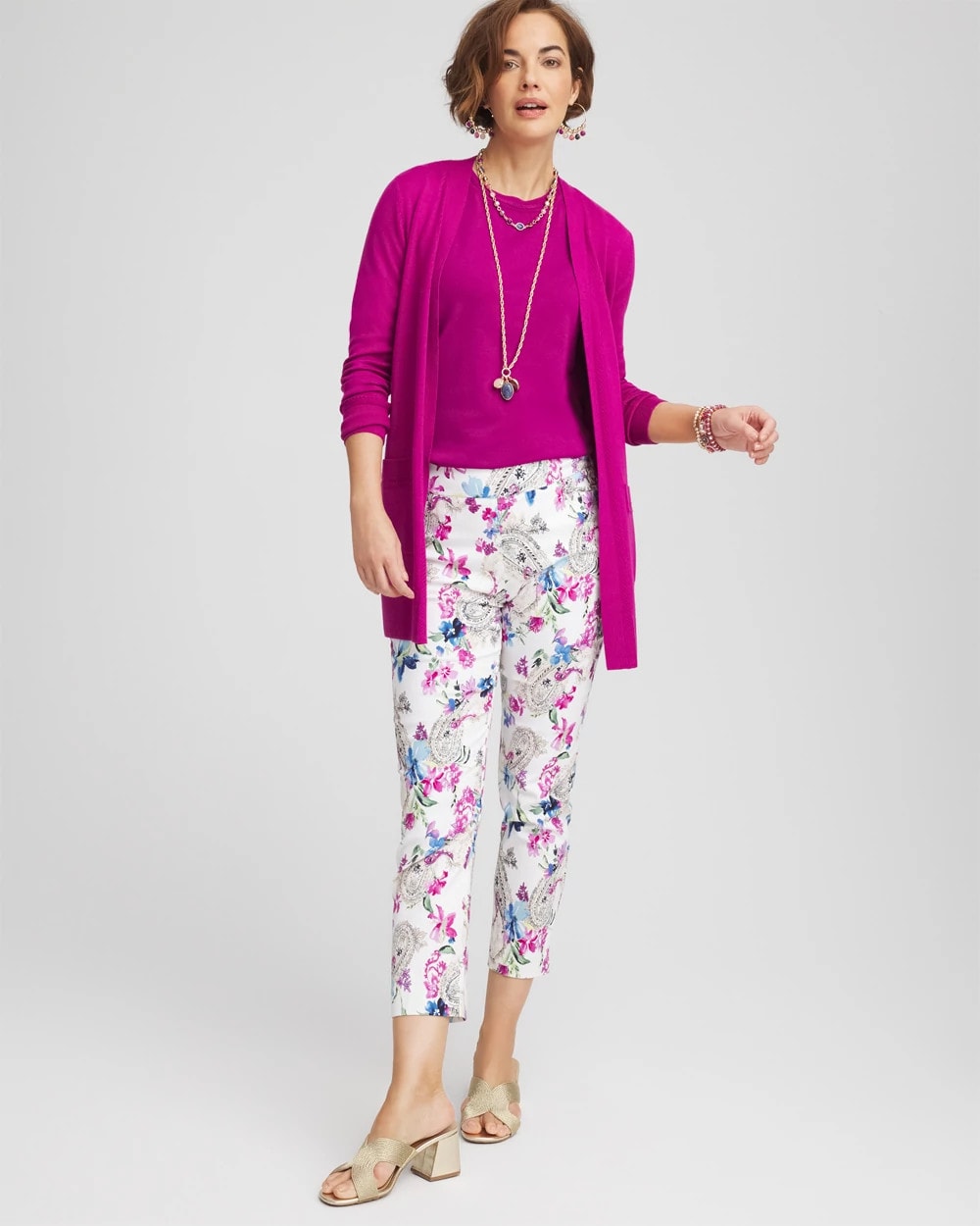 Chico's Brigitte™ Paisley Floral Cropped Pants ALABASTER