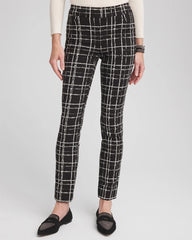 Chico's Brigitte Plaid Slim Ankle Pants BLACK
