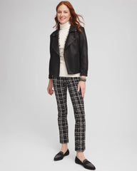 Chico's Brigitte Plaid Slim Ankle Pants BLACK