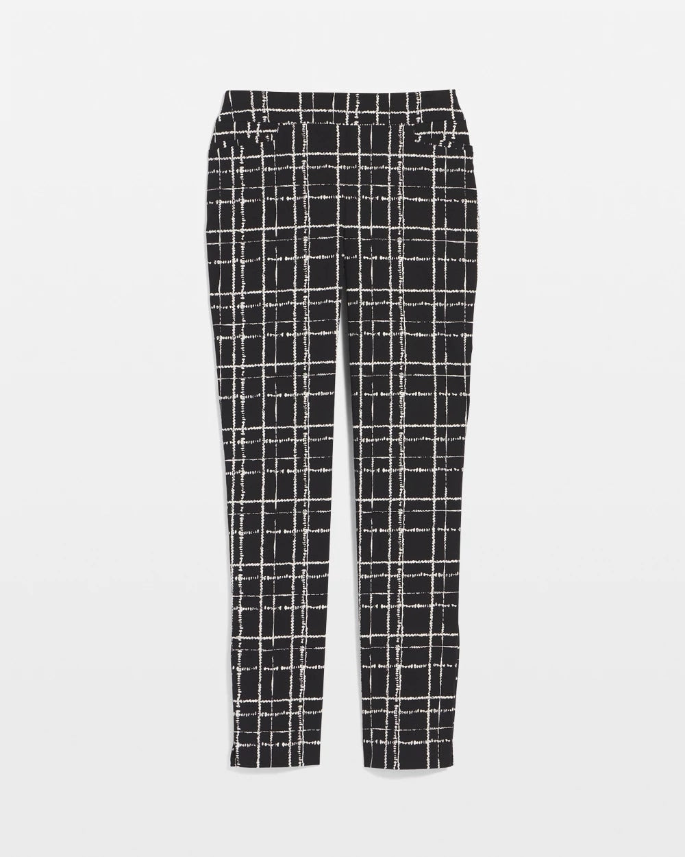 Chico's Brigitte Plaid Slim Ankle Pants BLACK