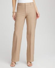 Chico's Petite Cotton Straight-Leg Trousers CATTAIL BROWN