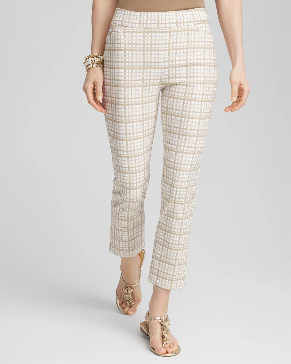 Chico's Brigitte™ Plaid Cropped Pants ALABASTER