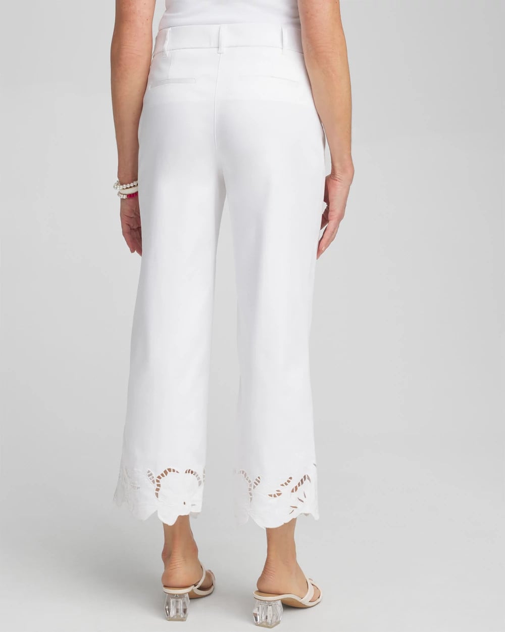 Chico's Cotton Sateen Cut Work Crops ALABASTER