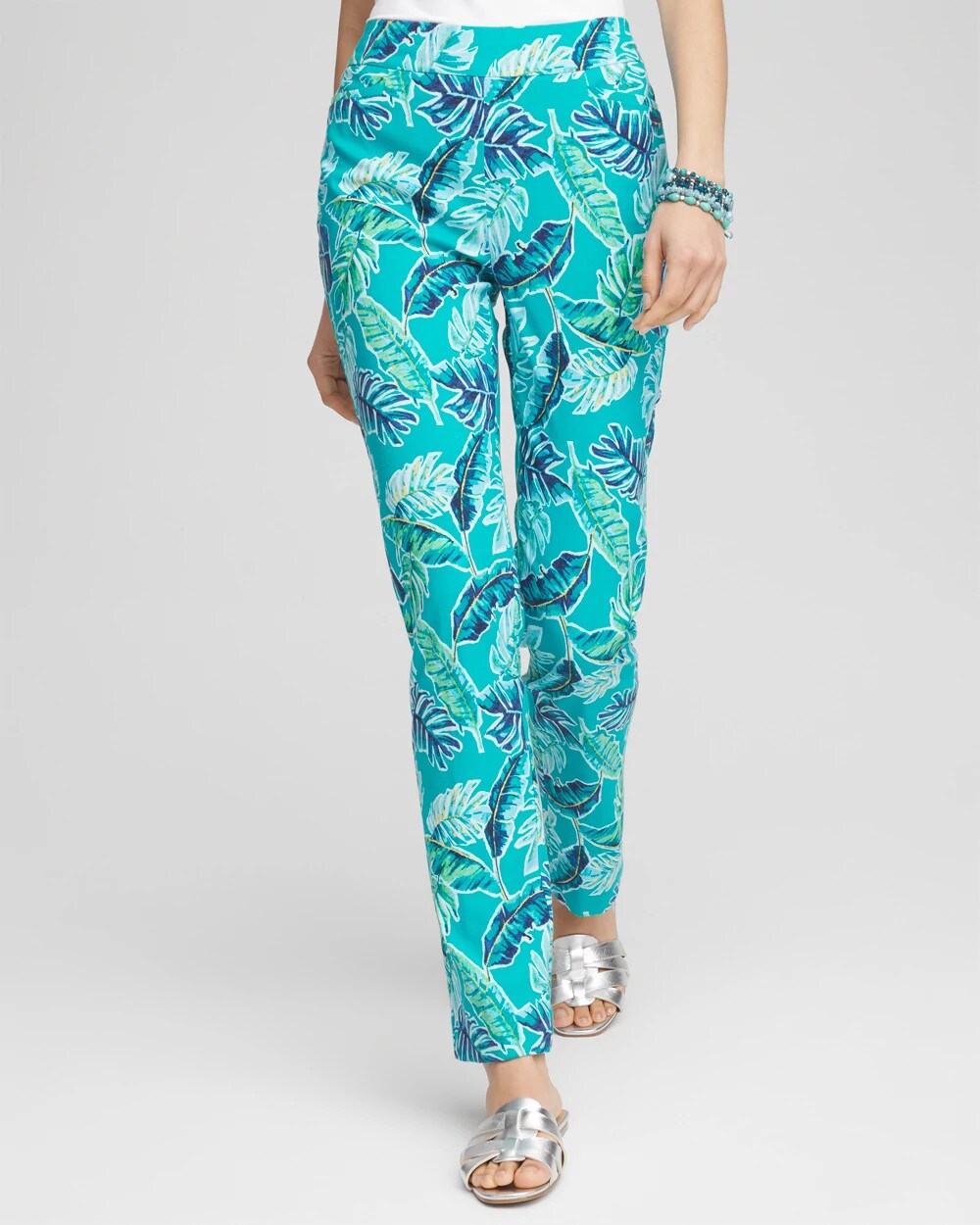 Chico's Brigitte™ Tropical  Slim Leg Pants SEASPRAY