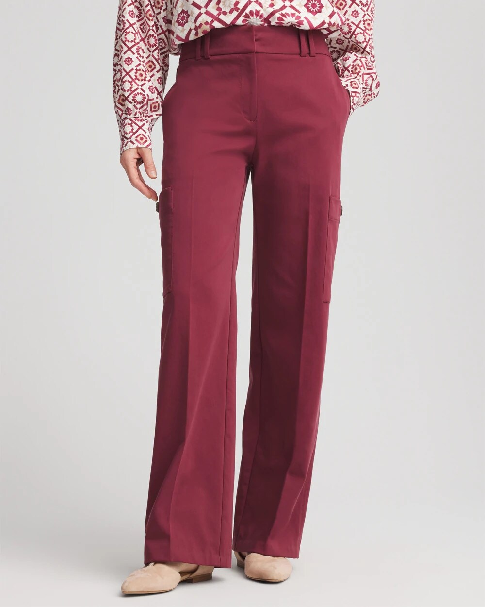 Chico's Sateen Cargo Pants BLACKCURRANT