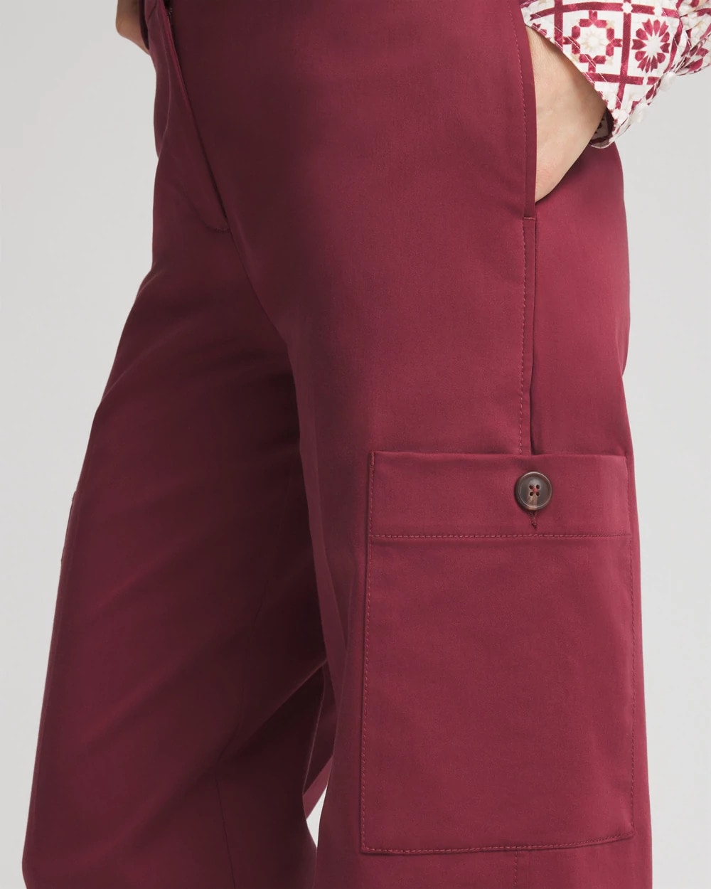 Chico's Sateen Cargo Pants BLACKCURRANT