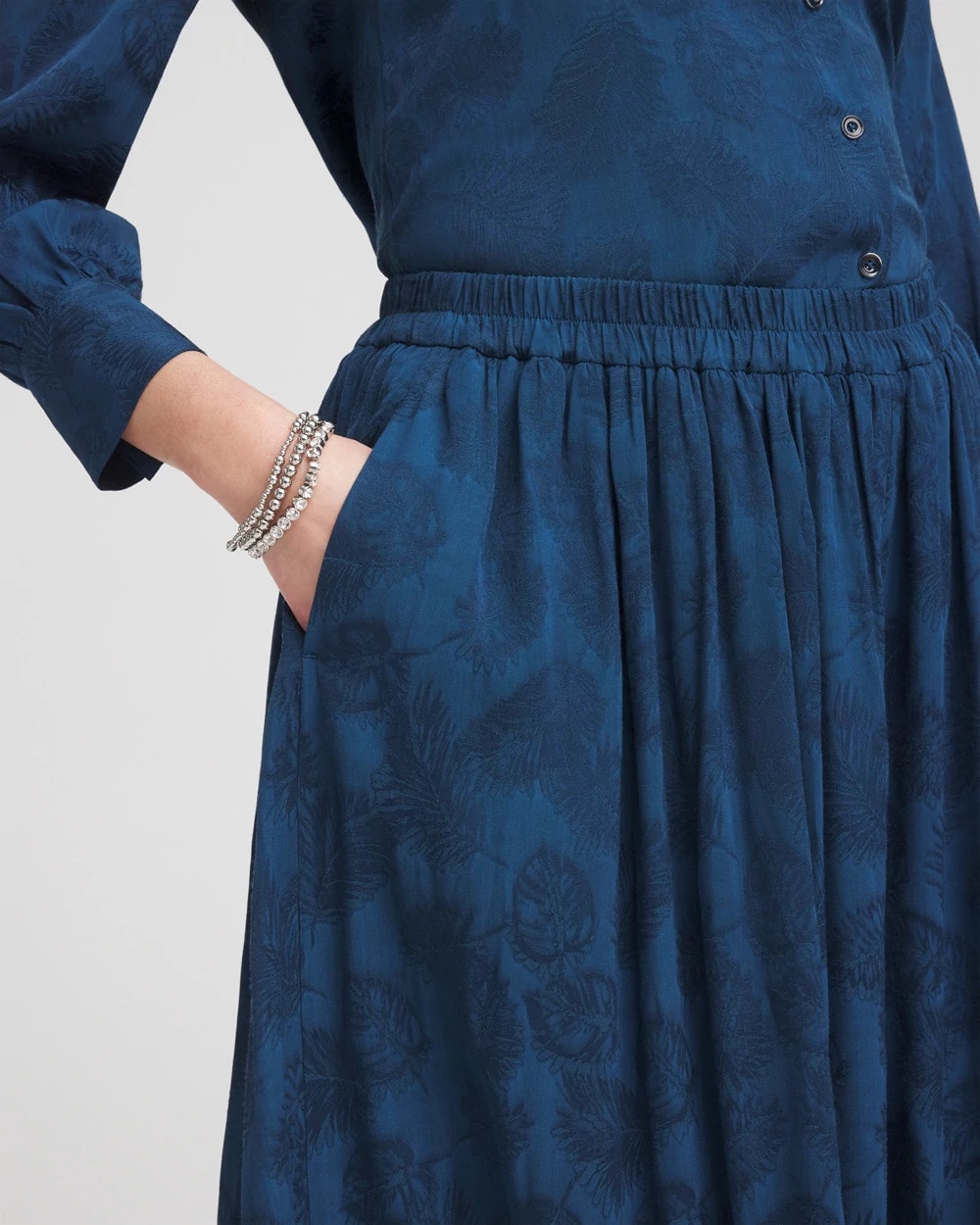 Chico's Jacquard Culotte Wide-Leg Pants SEAPORT
