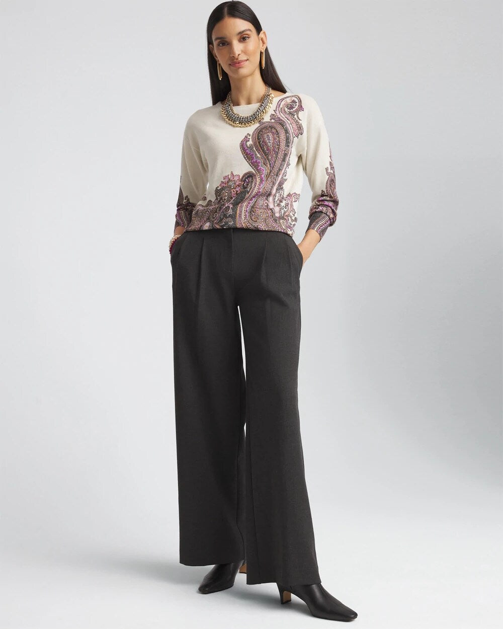 Chico's Pleated Trouser Pants GRAY