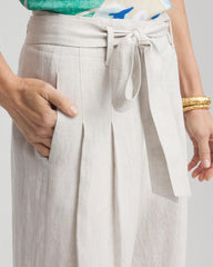 Chico's Hollywood Waist Belted Linen Pants DOVE GRAY