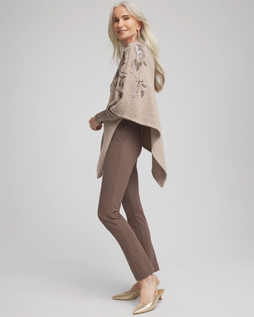 Chico's Juliet Embellished Ankle Pants WARM MOCHA