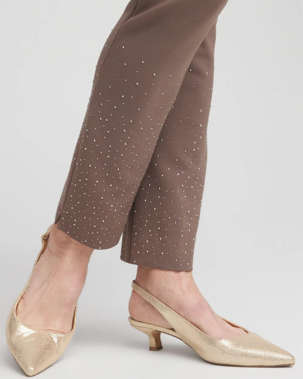 Chico's Juliet Embellished Ankle Pants WARM MOCHA