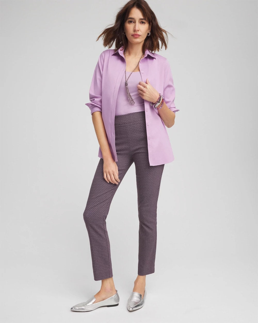 Chico's Brigitte Geo Slim Ankle Pants SWEET BERRY