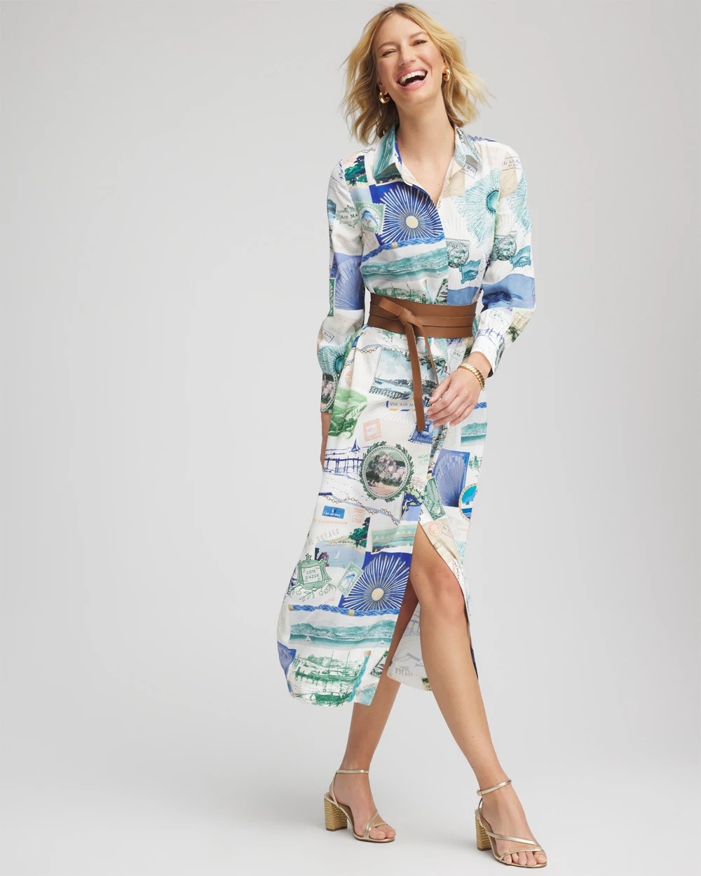 Chico's Port Call Maxi Shirtdress ECRU