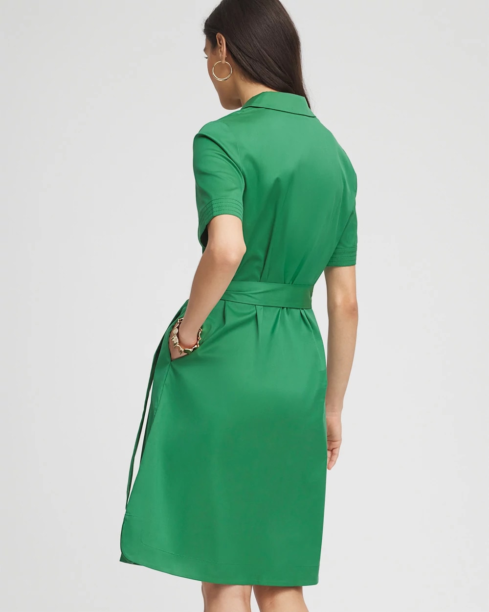 Chico's Shirttail Hem Popover Dress JARDIN GREEN