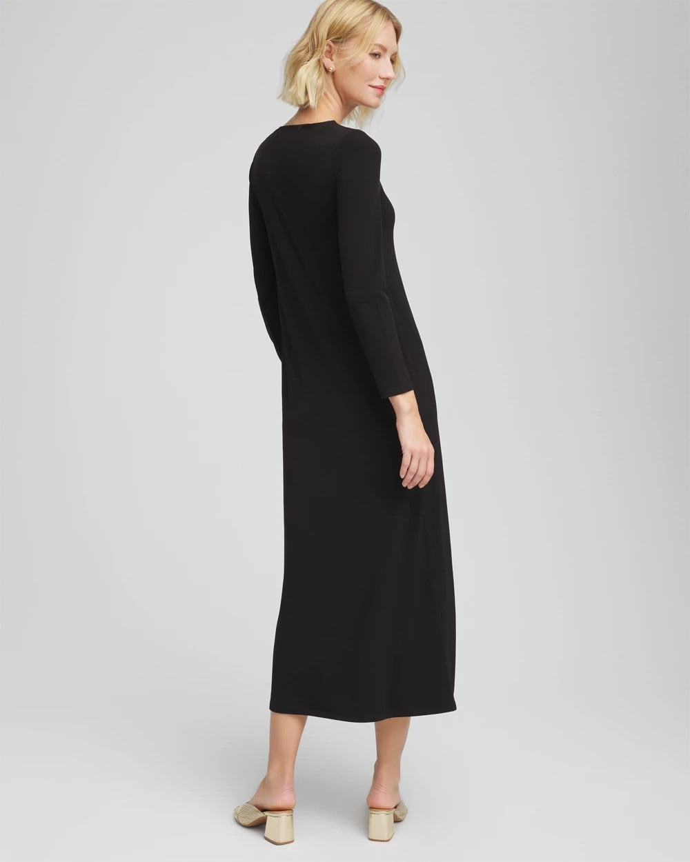 Chico's Embellished Column Maxi Dress BLACK
