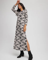 Chico's Printed Jersey Knit Maxi Dress BLACK