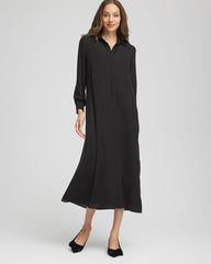 Chico's Sequined Long-Sleeved Maxi Shirtdress BLACK