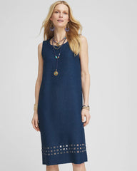 Chico's Travelers™ Sleeveless Crushed Cutout-Hem Dress BLUE CASA