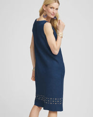 Chico's Travelers™ Sleeveless Crushed Cutout-Hem Dress BLUE CASA