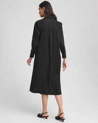 Chico's Sequin Collar Midi Shirtdress BLACK