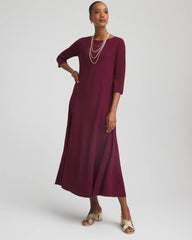 Chico's Seamed Crepe Maxi Dress DEEP CHIANTI