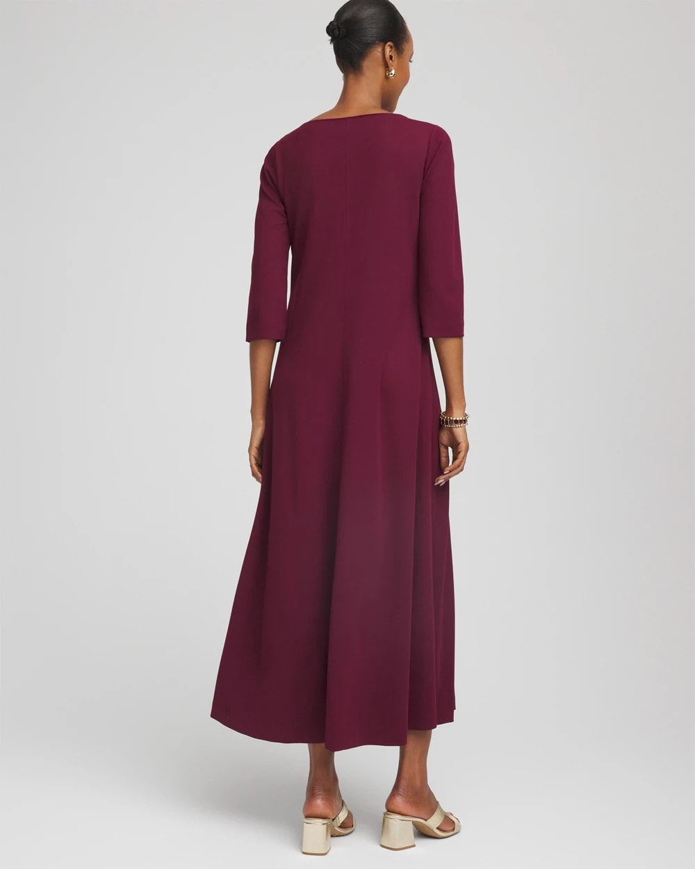 Chico's Seamed Crepe Maxi Dress DEEP CHIANTI