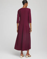 Chico's Seamed Crepe Maxi Dress DEEP CHIANTI