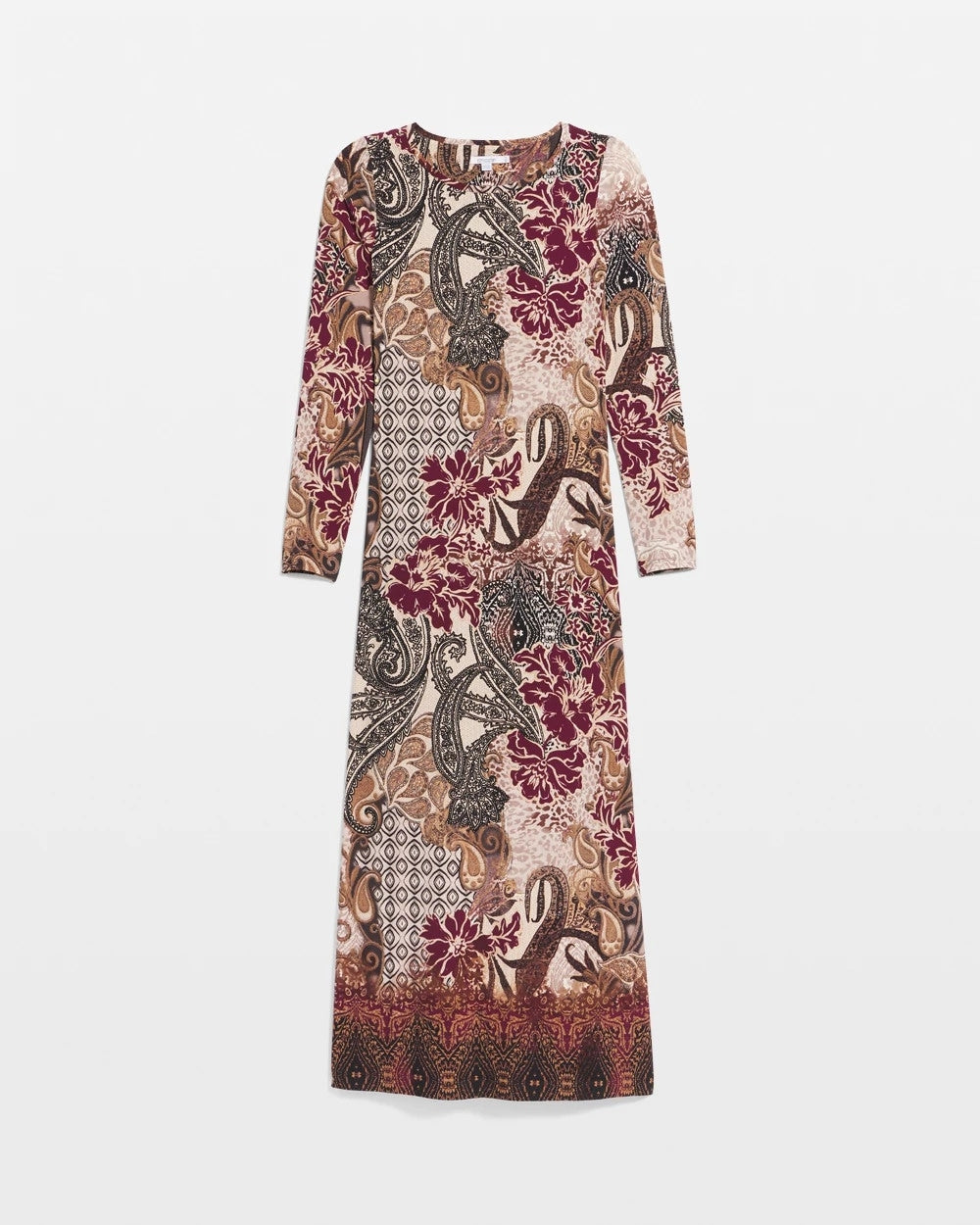 Chico's Patchwork Boatneck Column Maxi Dress GRAPHITE GRAY