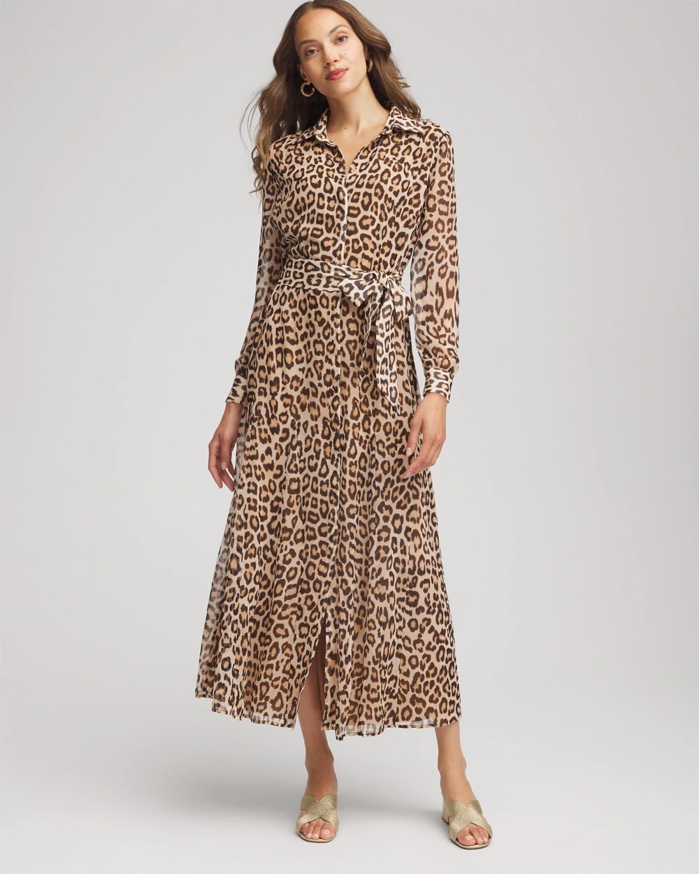 Chico's Cheetah-Print Godet Dress BRIAR BROWN