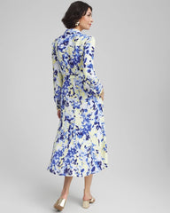 Chico's Floral Midi Shirtdress BLUE CASA