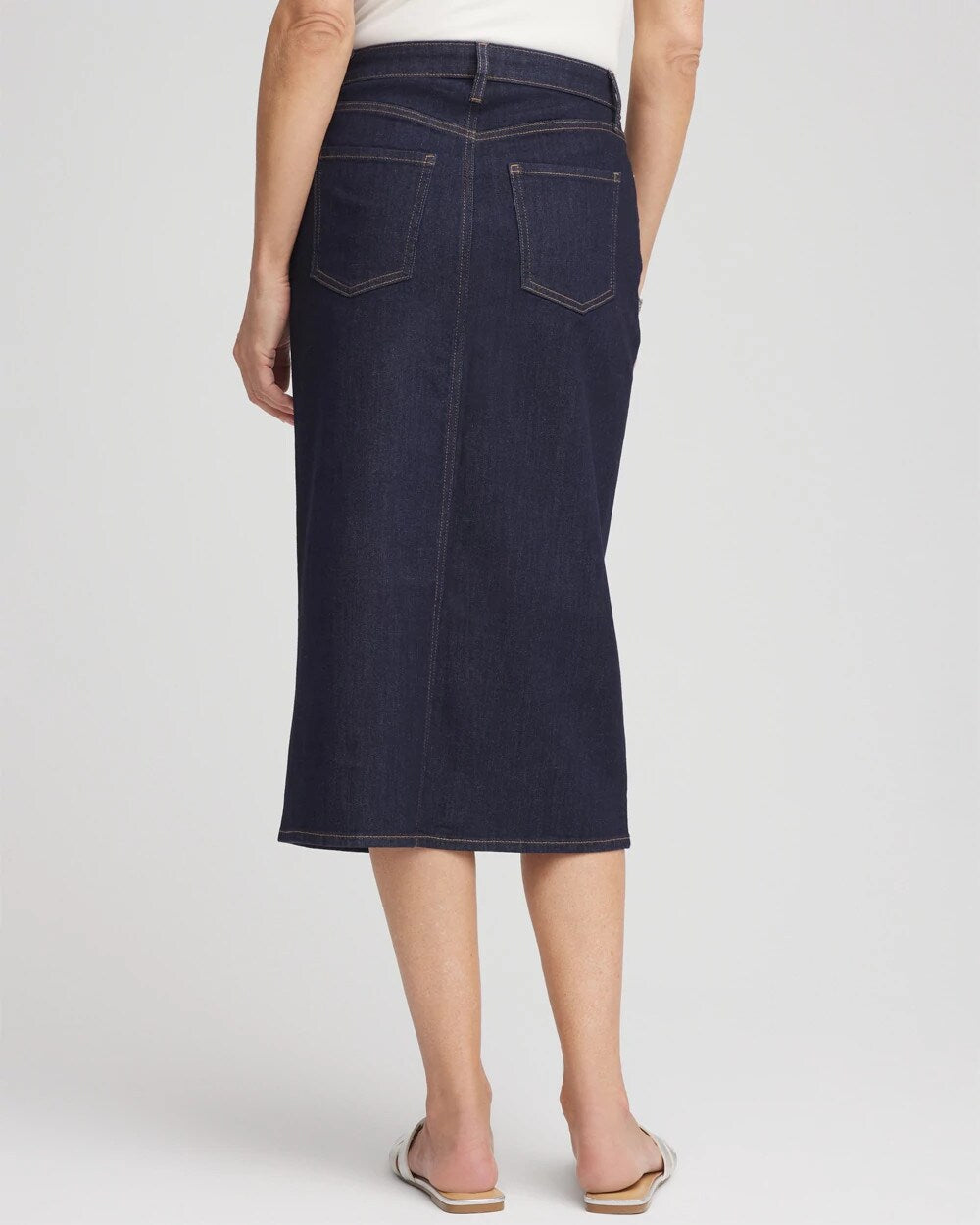Chico's High-Rise Straight Stretch-Denim Skirt CEDAR RINSE
