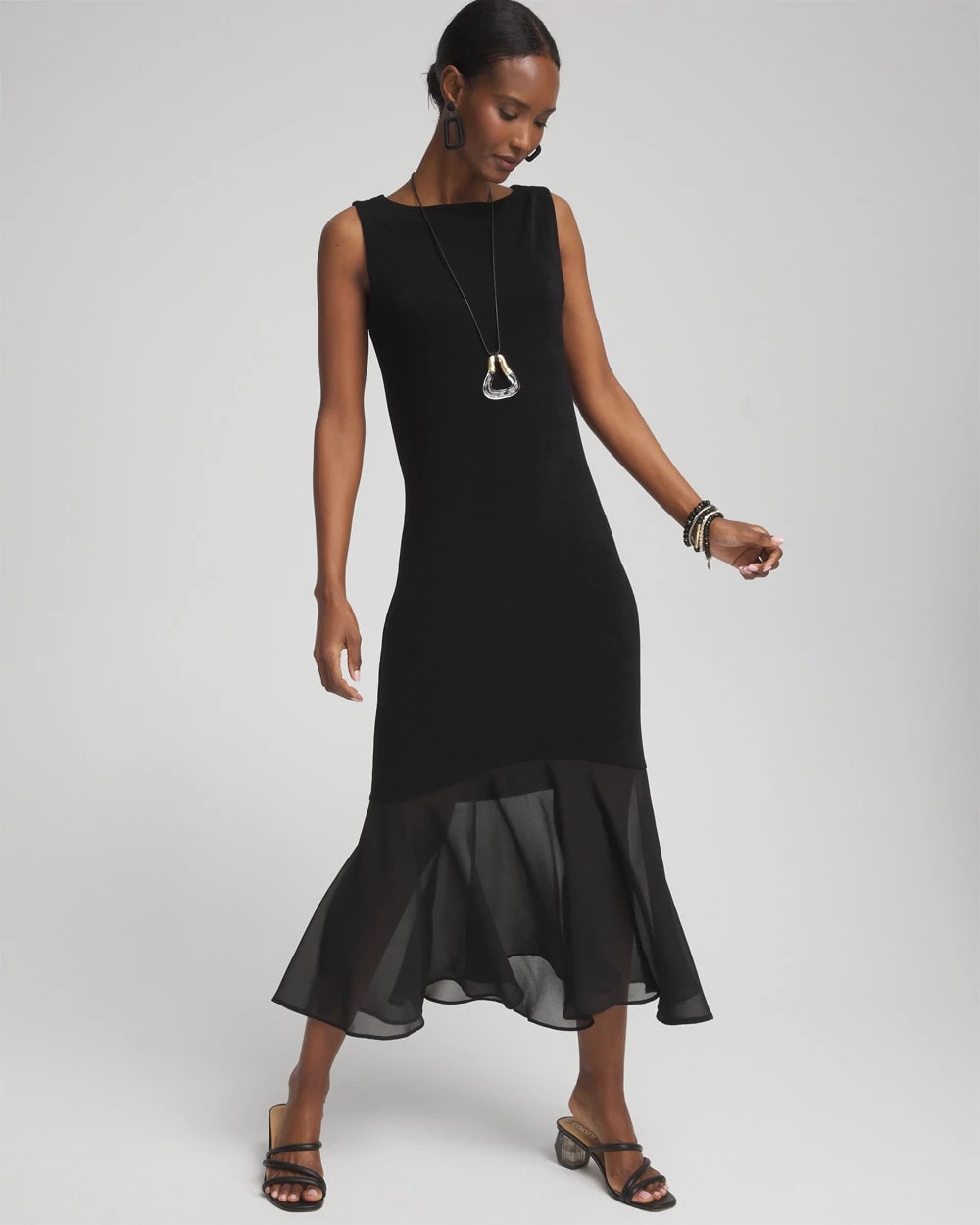 Chico's Travelers™ Chiffon Hem Dress TRAVELERS BLACK