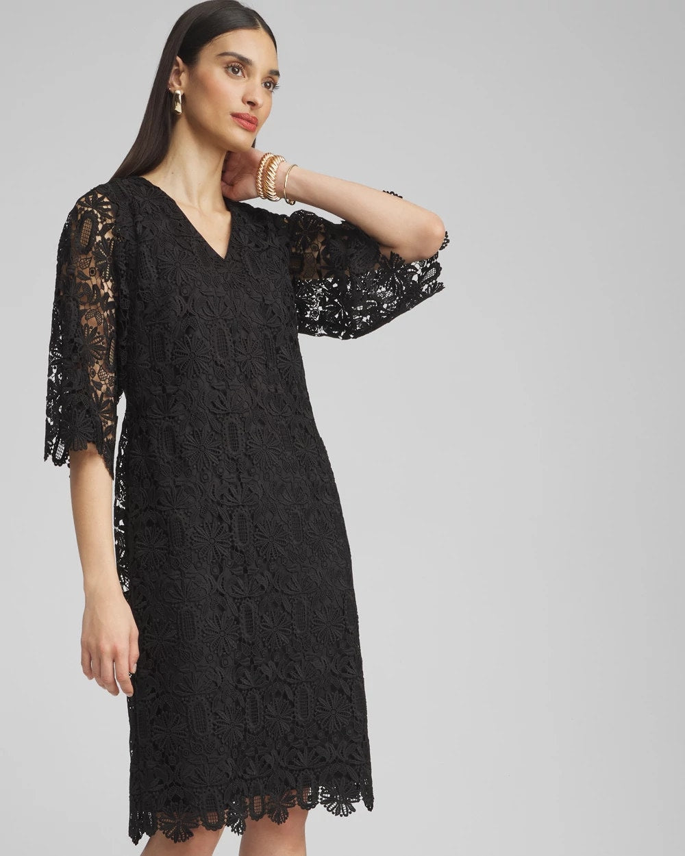 Chico's Lace Shift Dress BLACK