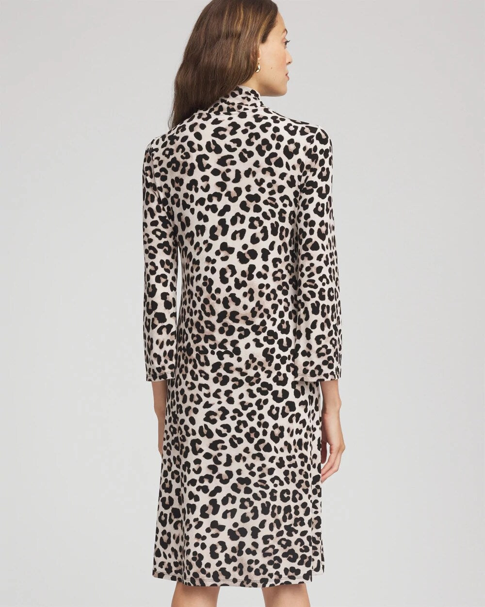 Chico's Travelers™ Animal-Print Mockneck Midi Dress DEEP TAUPE