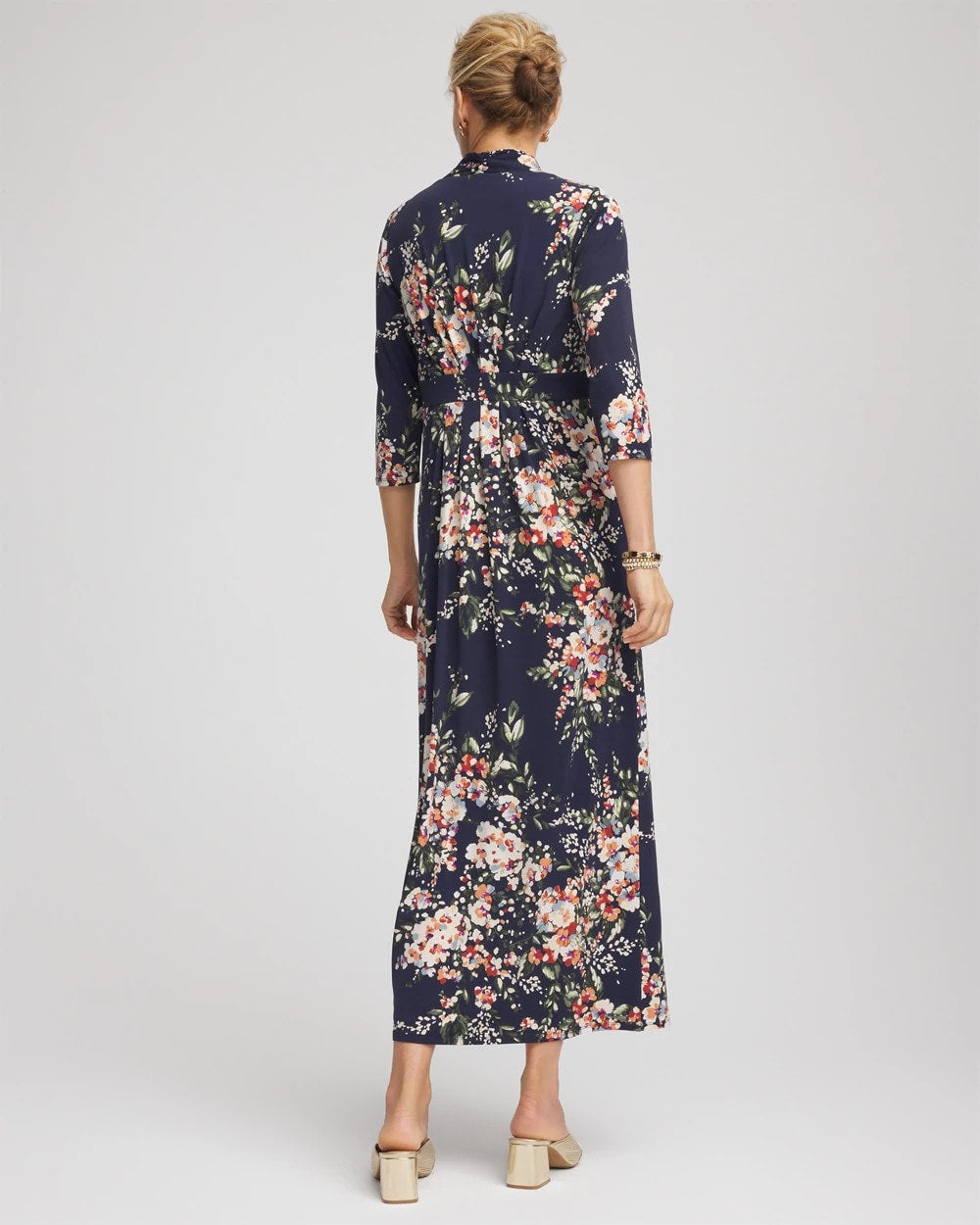 Chico's Knit Pleated Maxi Dress PASSPORT BLUE